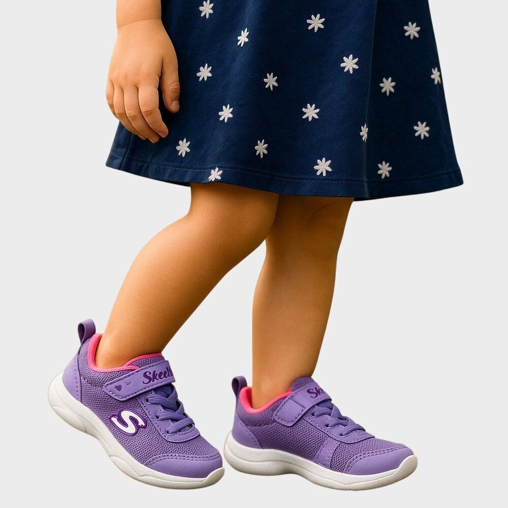 Skechers Steps 2.0 Easy Peasy Girls 5 Purple Pink Strap Sneakers Toddler Shoes